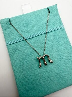 Tiffany & Co. 16” letter M peretti sterling silver necklace